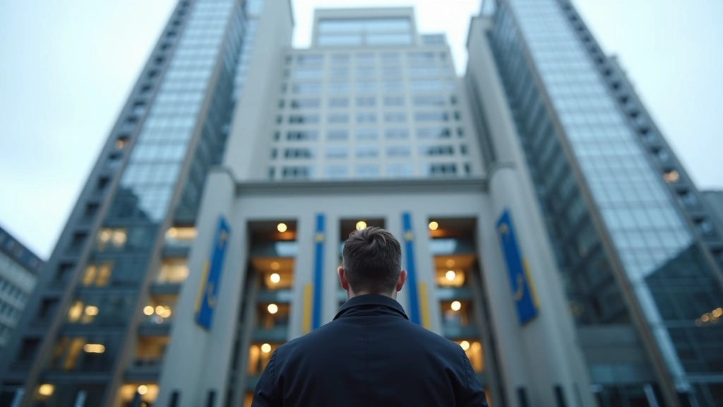Europäische Zentralbank Gebäude und Eurozone-Währungssymbole