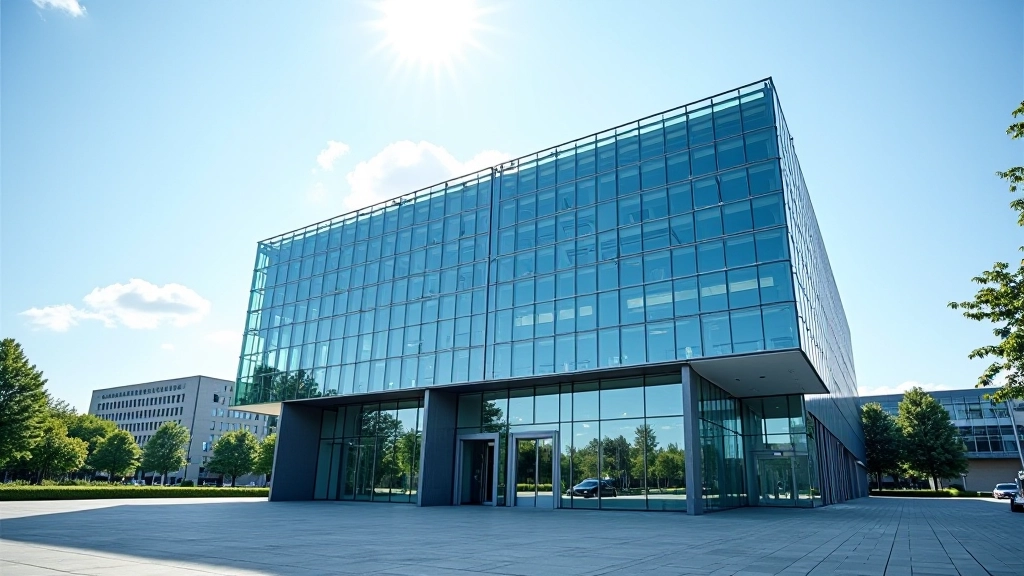 Europäische Zentralbank Gebäude mit moderner Architektur, Symbol der Geldpolitik